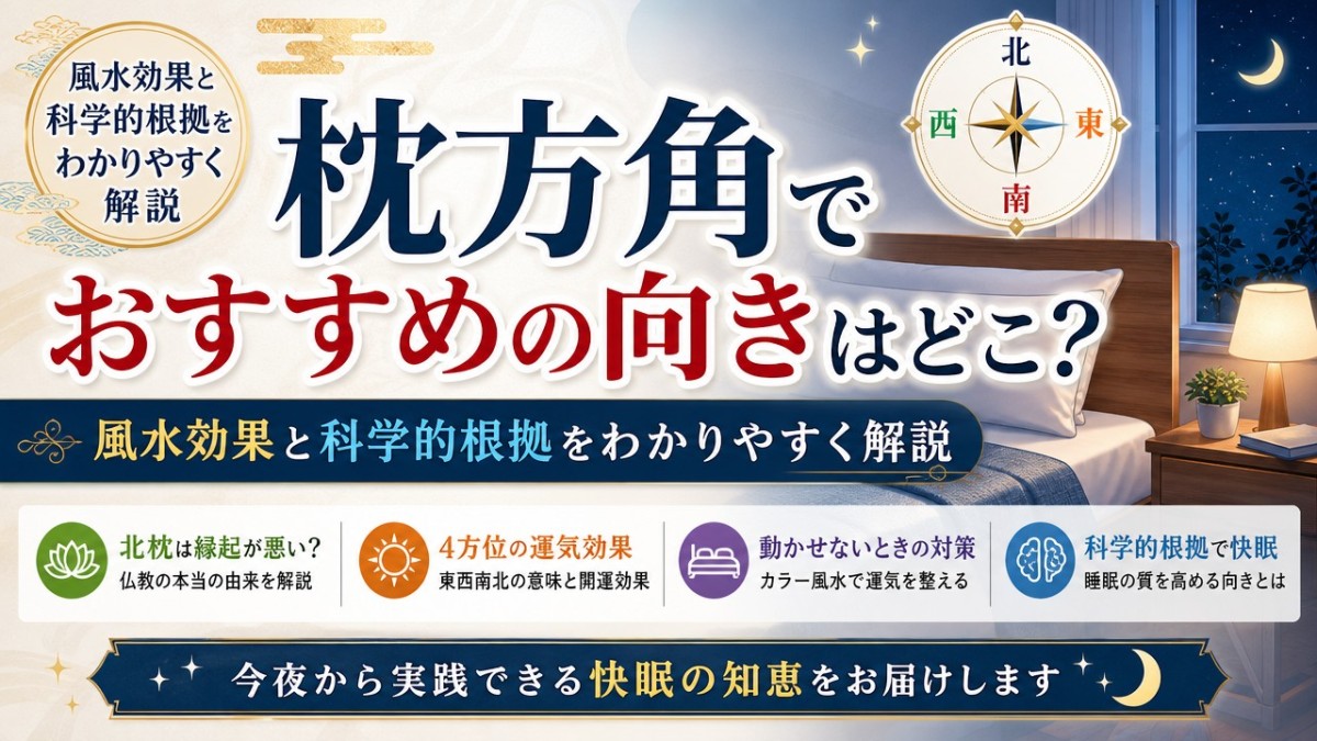 枕方角でおすすめの向きはどこ?風水効果と科学的根拠をわかりやすく解説